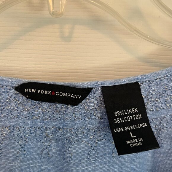 New York & Company Linen Blend V-Neck Sleeveless Boho Blouse Size Large - Picture 4 of 7